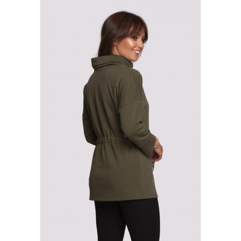 B236 Sweatshirt with turtleneck and ribbon cent - olive green