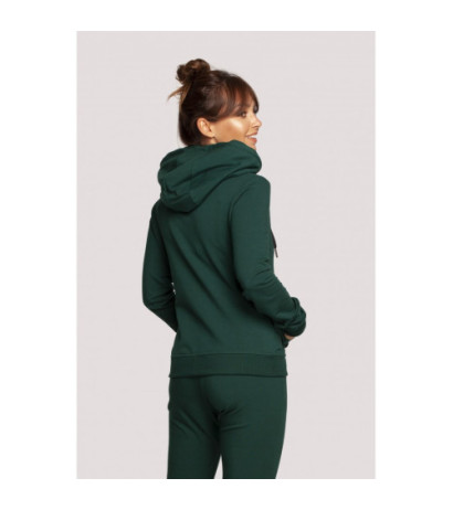 B237 Sweatshirt with diagonal zipper and hood - dark green