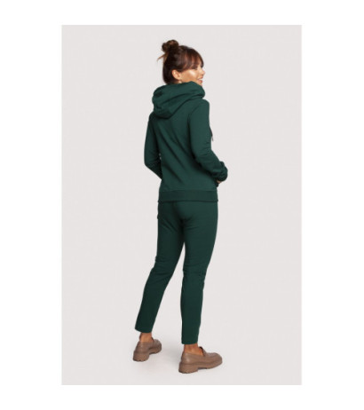 B237 Sweatshirt with diagonal zipper and hood - dark green