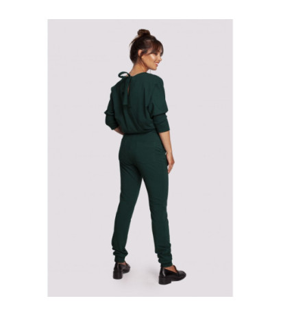 B244 Jumpsuit with overlap back neckline - dark green