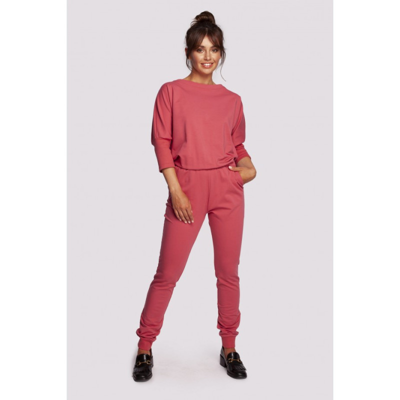 B244 Jumpsuit with overlap back neckline - coral