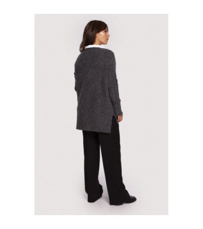 BK083 Sweater with neckline and longer back - graphite