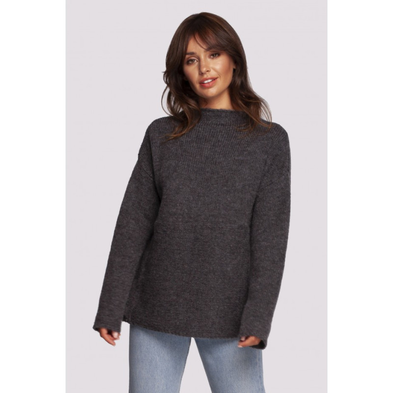 BK091 Sweater with stand-up collar - graphite