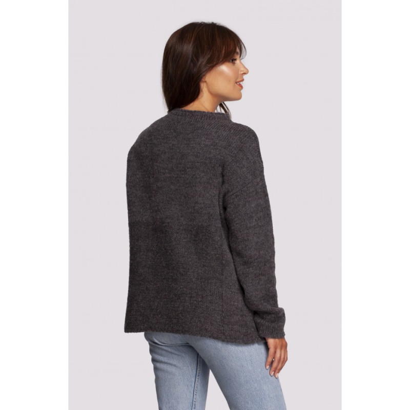 BK091 Sweater with stand-up collar - graphite