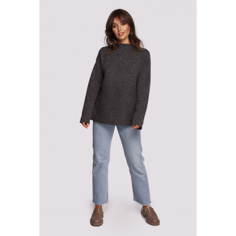 BK091 Sweater with stand-up collar - graphite