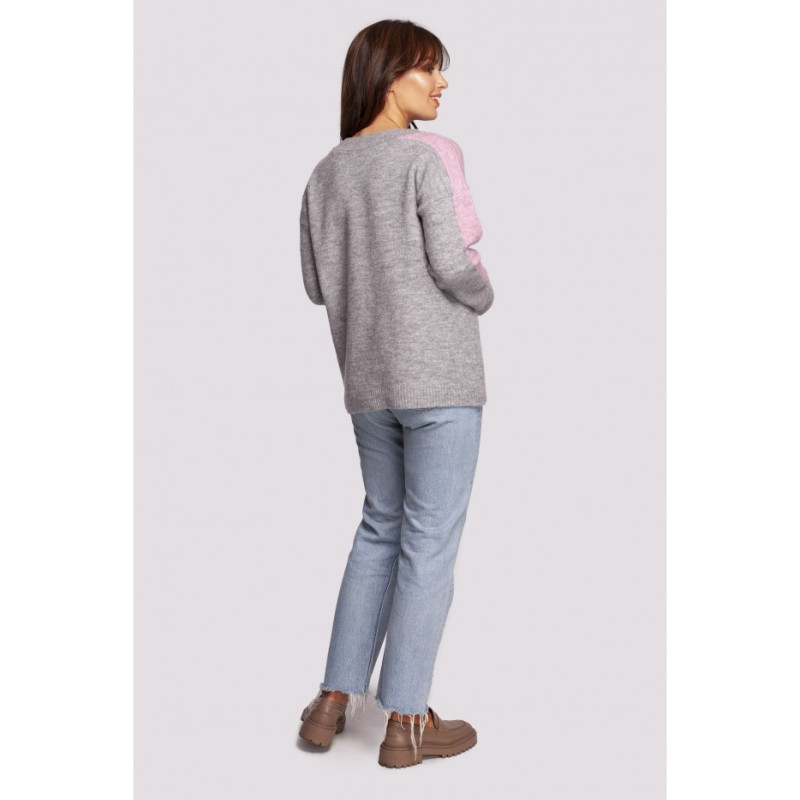 BK093 Cheeky sweater with contrasting stripes - grey