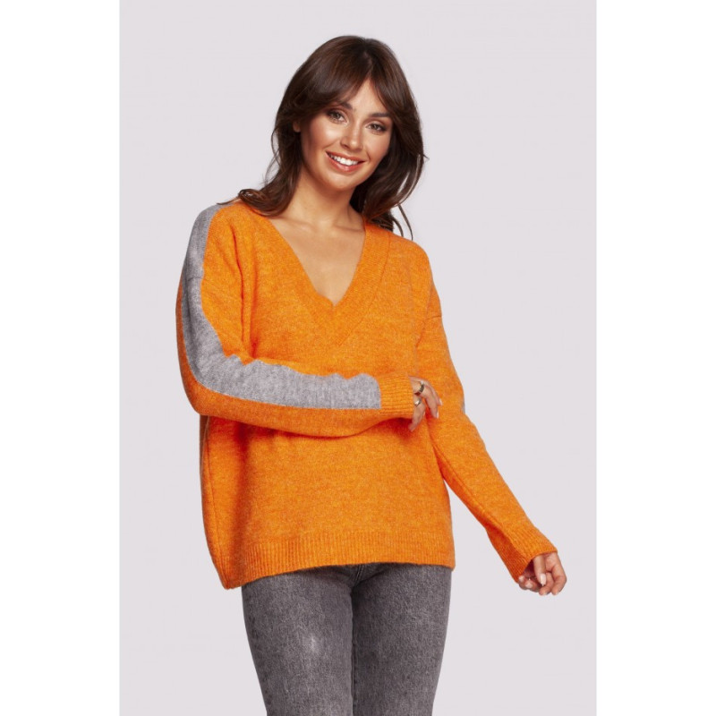 BK093 Cheeky sweater with contrasting stripes - bright orange