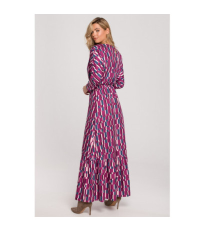 K144 Patterned maxi dress with slit - model 2