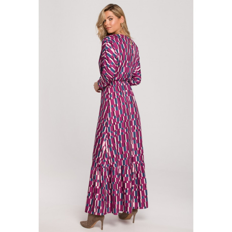 K144 Patterned maxi dress with slit - model 2