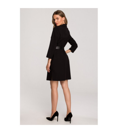 S312 Jacket dress with belt - black