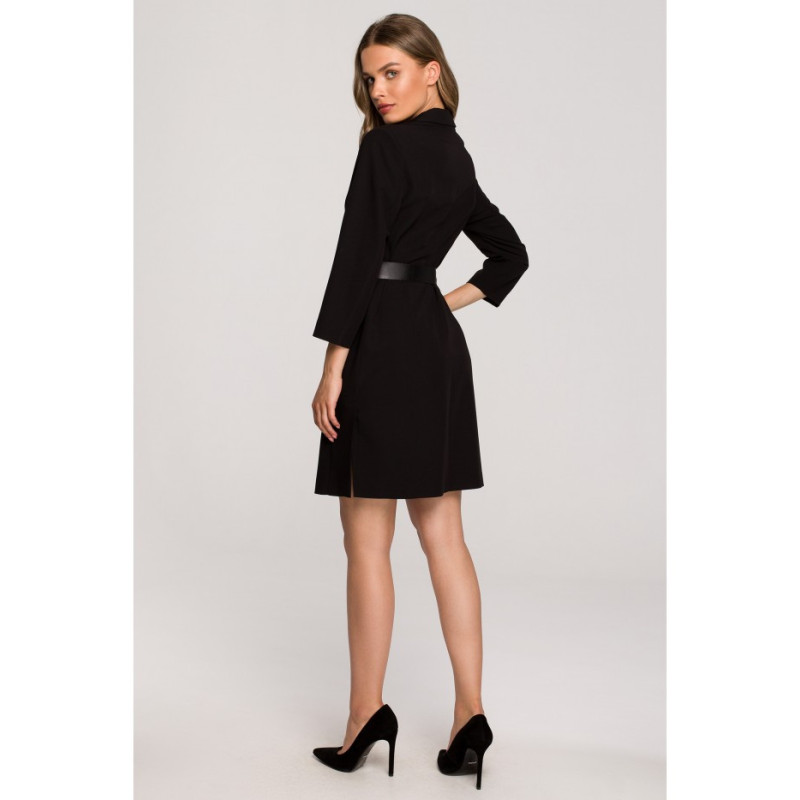 S312 Jacket dress with belt - black