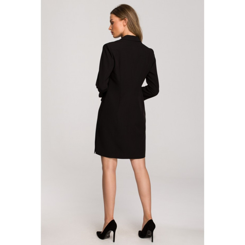 S312 Jacket dress with belt - black