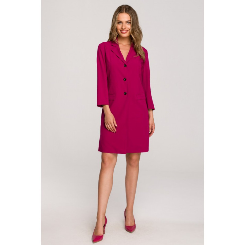 S312 Jacket dress with belt - plum