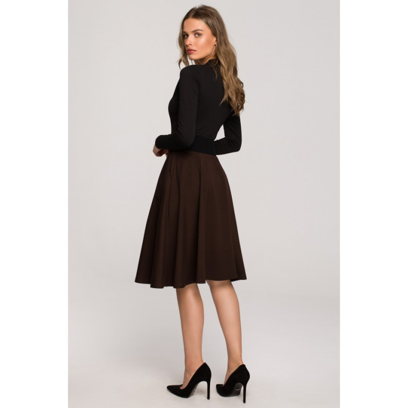 S315 Flared skirt with drawstring waist - brown