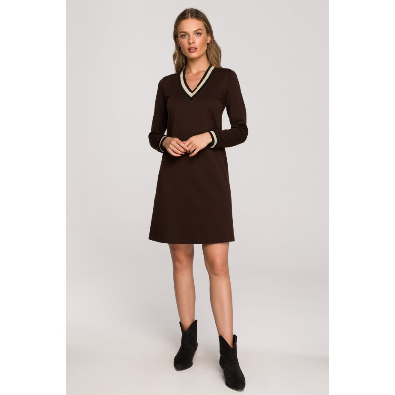 S328 Lurex ribbed dress - brown