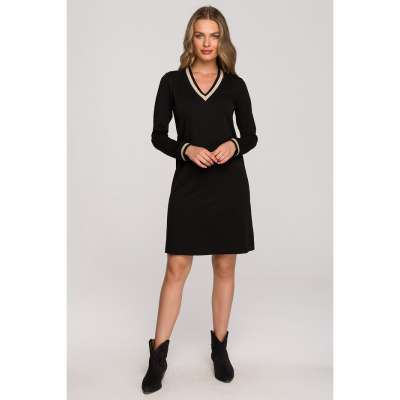 S328 Lurex ribbed dress - black