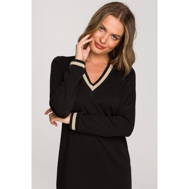 S328 Lurex ribbed dress - black