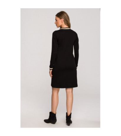 S328 Lurex ribbed dress - black