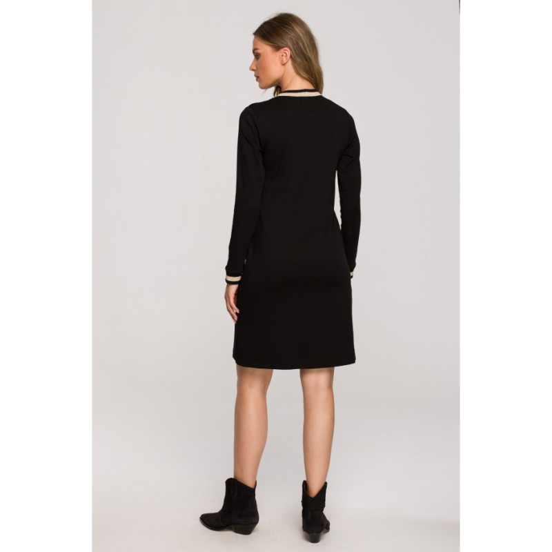 S328 Lurex ribbed dress - black