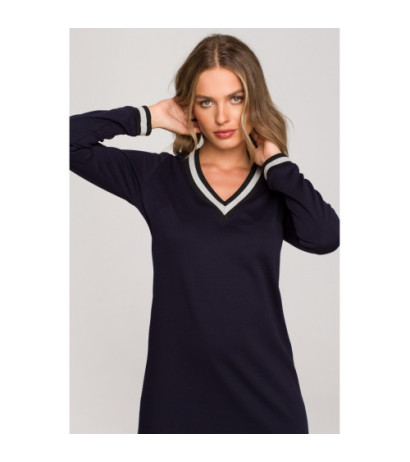 S328 Lurex ribbed dress - navy blue