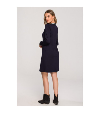 S328 Lurex ribbed dress - navy blue