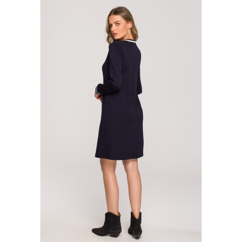 S328 Lurex ribbed dress - navy blue