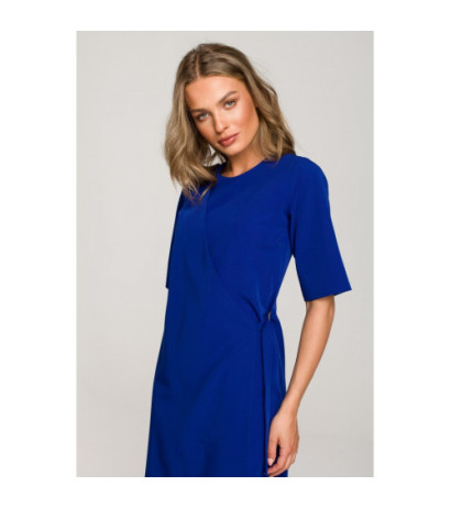 S326 Dress with double front and decorative buckles - cornflower