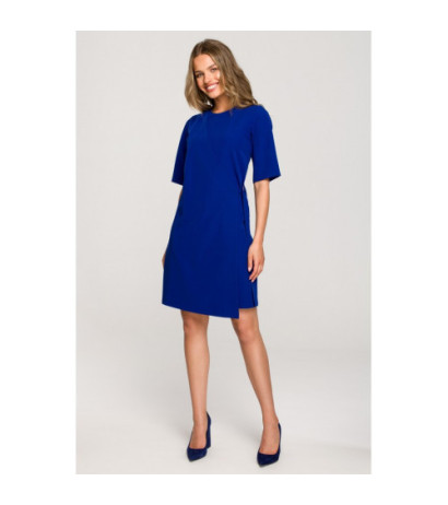 S326 Dress with double front and decorative buckles - cornflower