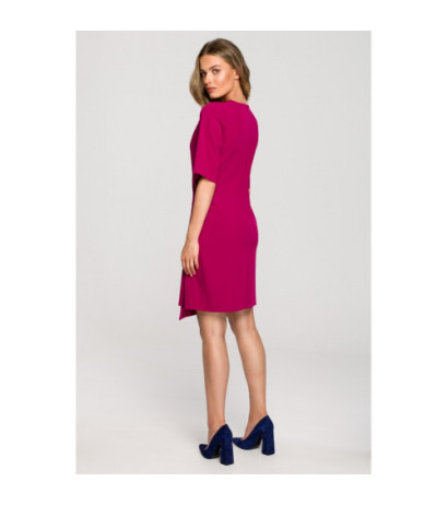 S326 Dress with double front and decorative buckles - plum