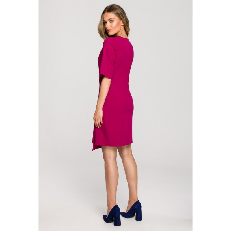 S326 Dress with double front and decorative buckles - plum