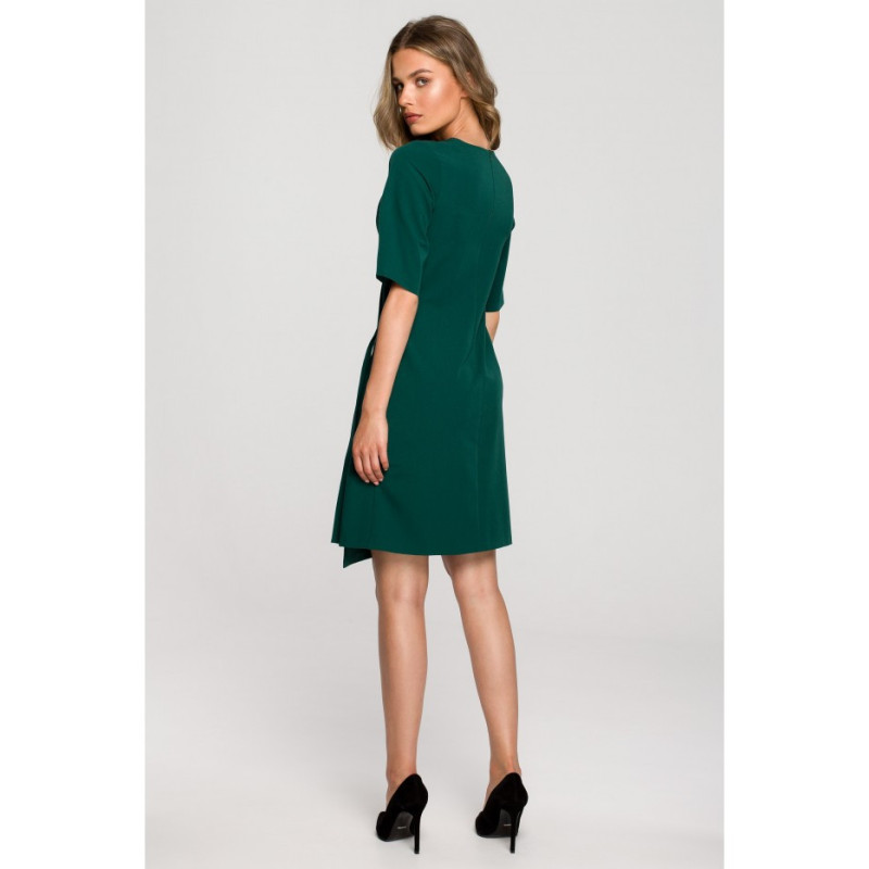 S326 Dress with double front and decorative buckles - green