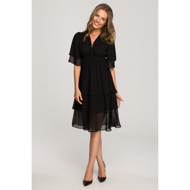 S321 Dress with three frills - black