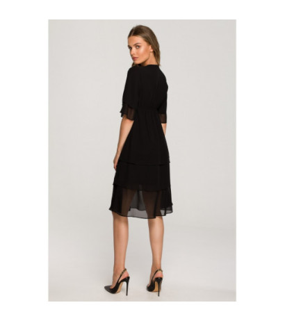 S321 Dress with three frills - black