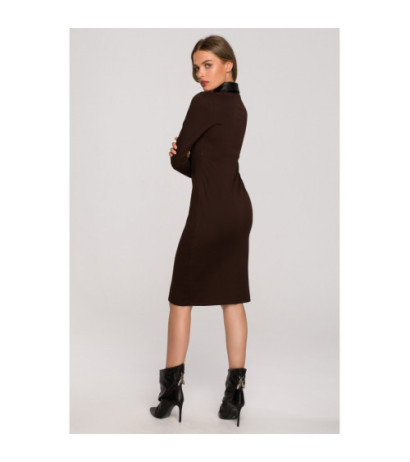 S322 Pencil dress with press-studs - brown