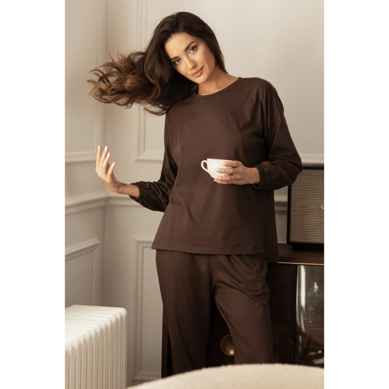 LA122 Long sleeve sleep blouse - chocolate