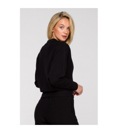 LA128 Sweatshirt with envelope neckline - black