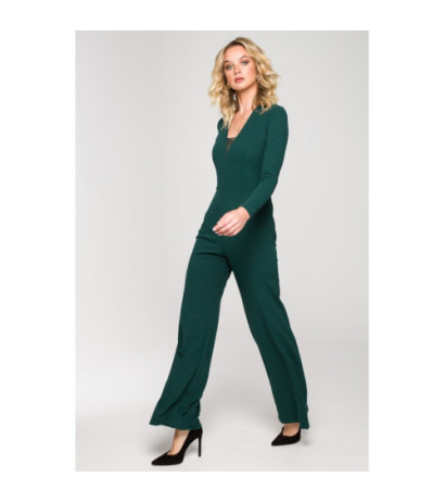 K151 Jumpsuit with deep neckline - green