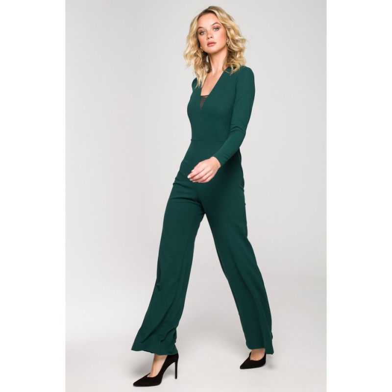 K151 Jumpsuit with deep neckline - green