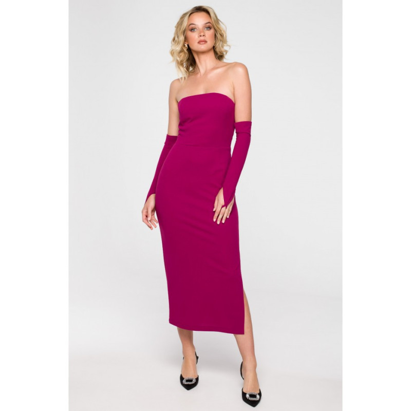 K158 Dress with gloves - plum