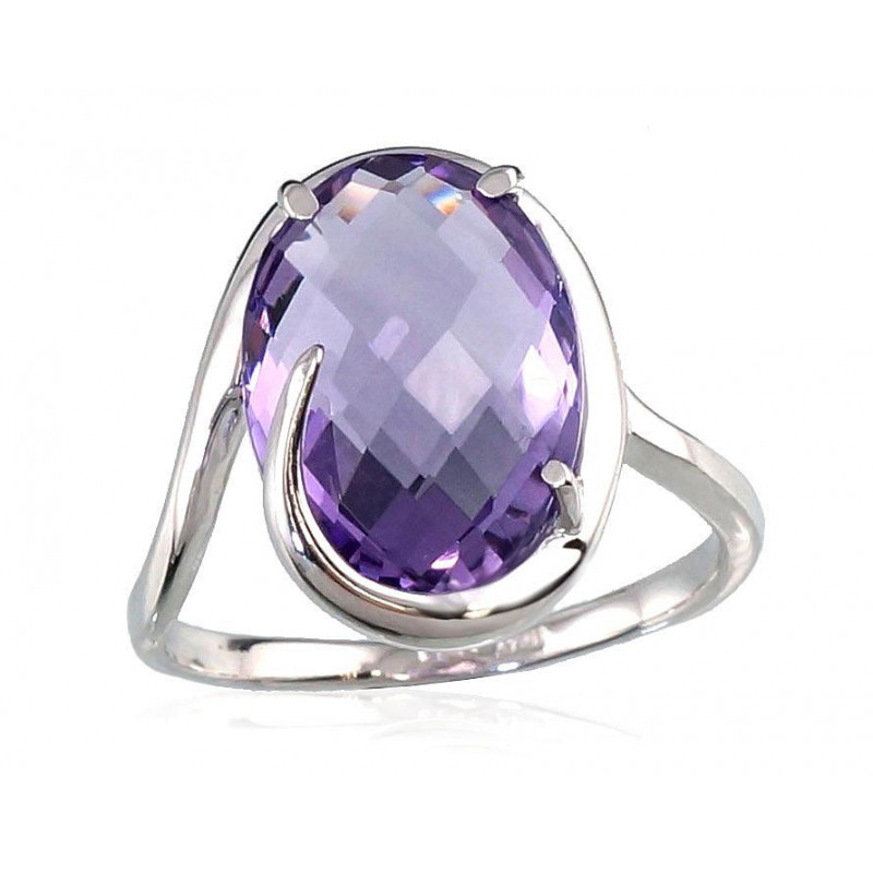 Gold ring 1100022(Au-W)_AM, White Gold 585°, Amethyst