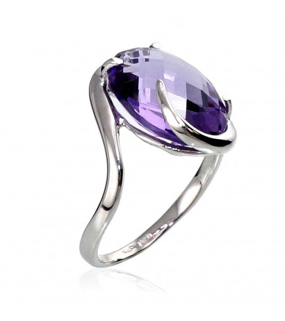 Gold ring 1100022(Au-W)_AM, White Gold 585°, Amethyst