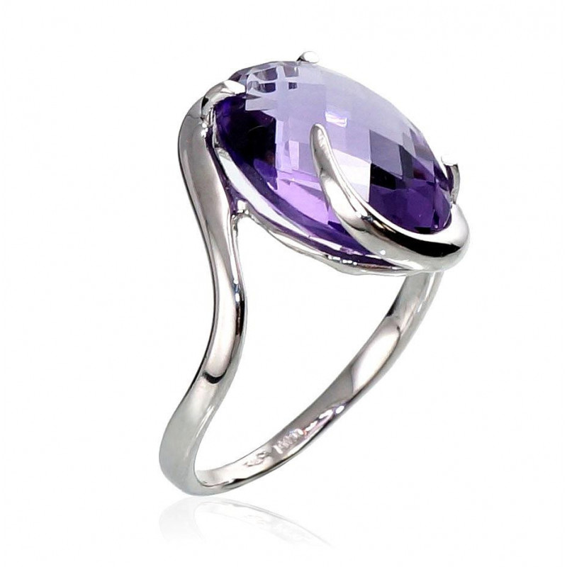 Gold ring 1100022(Au-W)_AM, White Gold 585°, Amethyst