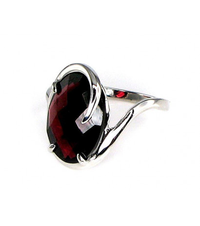 Gold ring 1100022(Au-W)_GR, White Gold 585°, Garnet