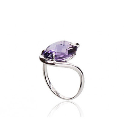 Gold ring 1100023(Au-W)_CZ+AM, White Gold 585°, Zirkons , Amethyst