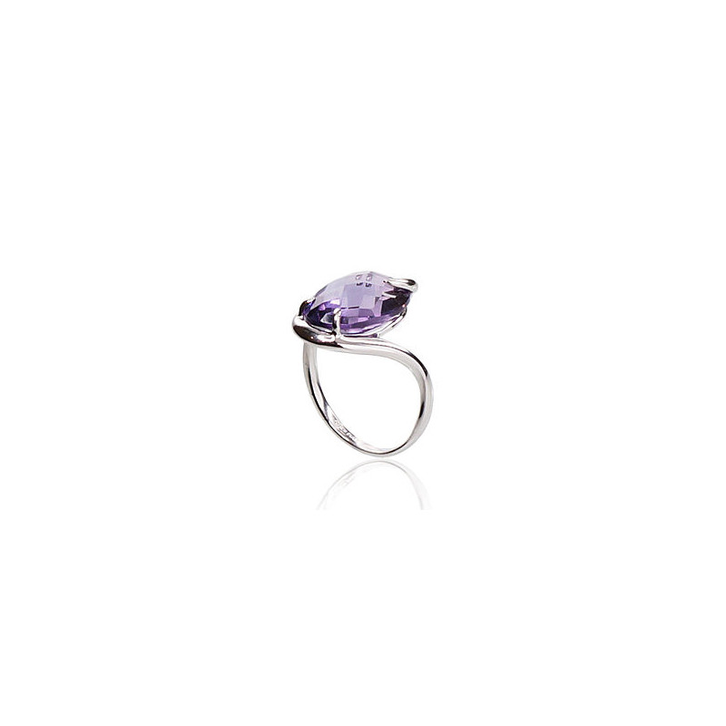 Gold ring 1100023(Au-W)_CZ+AM, White Gold 585°, Zirkons , Amethyst