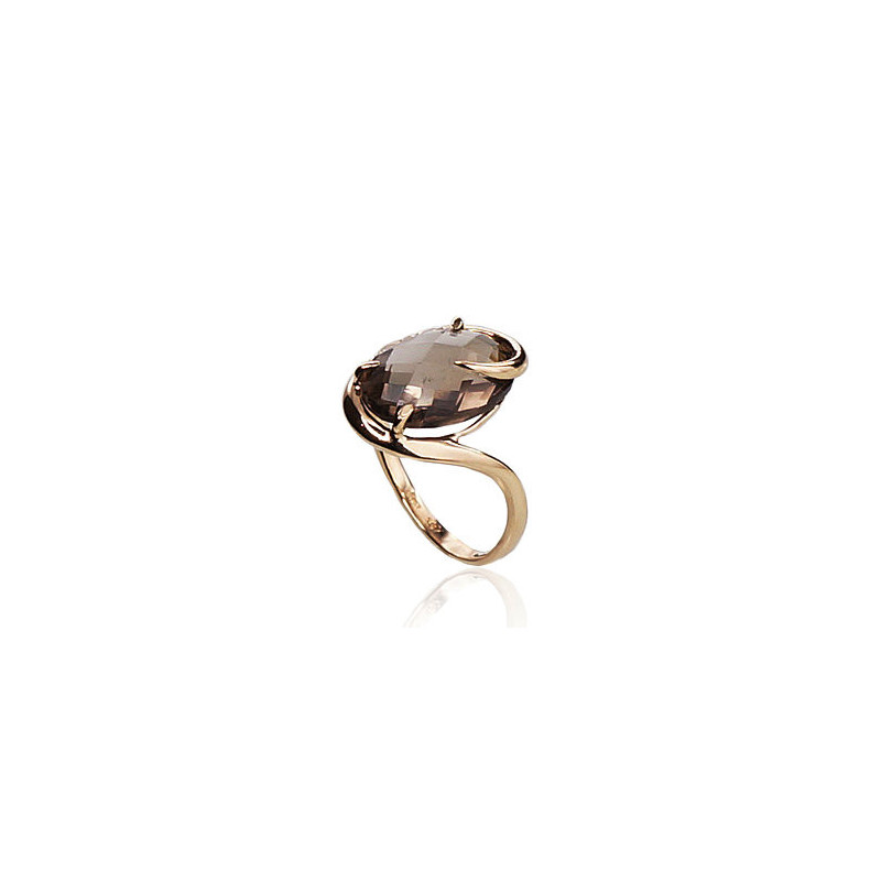 Gold ring 1100023(Au-Y)_CZ+KZSM, Yellow Gold 585°, Zirkons , Smoky Quarz