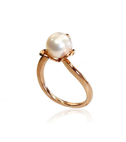 Gold ring 1100030(Au-R)_PE, Red Gold 585°, Fresh-water Pearl