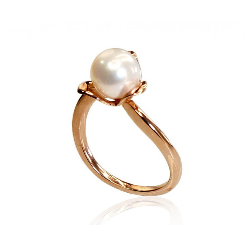 Gold ring 1100030(Au-R)_PE, Red Gold 585°, Fresh-water Pearl