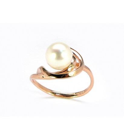 Gold ring 1100047(Au-R)_PE, Red Gold 585°, Fresh-water Pearl