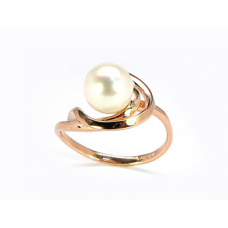 Gold ring 1100047(Au-R)_PE, Red Gold 585°, Fresh-water Pearl